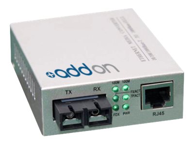 AddOn 100Mbs 1 RJ-45 to 1 SC Media Converter - fiber media converter - 100Mb LAN
