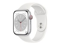 Apple Watch Series 8 (GPS + Cellular) - silver aluminium - smart watch with sport band - white - 32 GB
