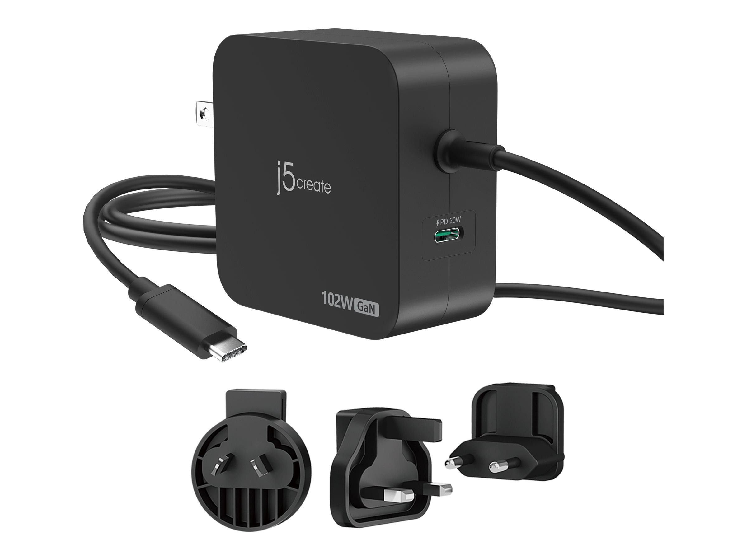 Image of j5create JUP25102V power adapter - GaN - 24 pin USB-C - 102 Watt