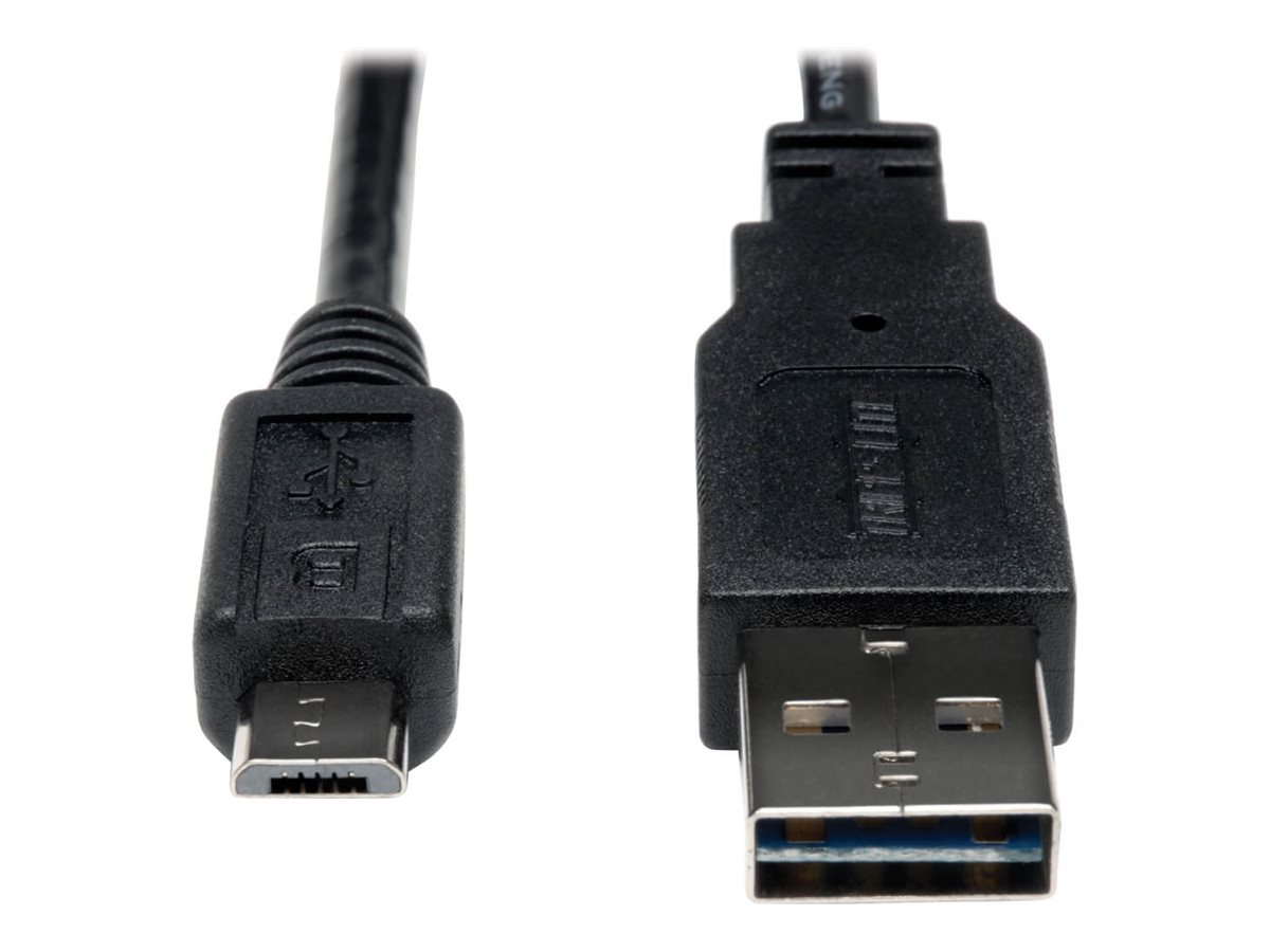 Tripp Lite 1ft USB 2.0 High Speed Cable 28/24AWG Reversible A to 5Pin Micro B M/M 1'