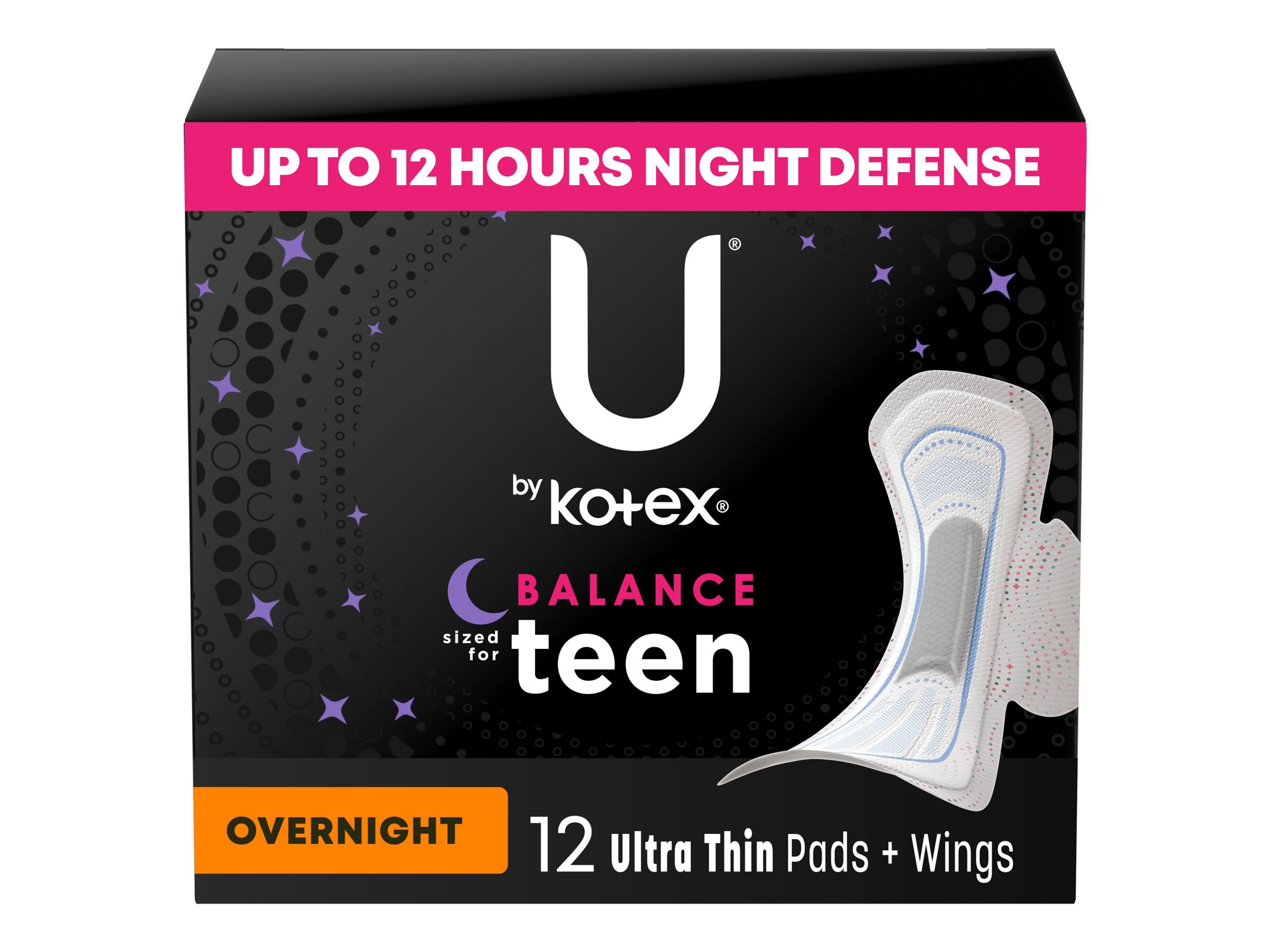 U by Kotex Balance Ultra Thin Overnight Pads with Wings