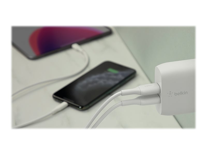 Belkin BoostCharge Wall Charger power adapter 2 x USB 24 Product shot Left-angle 79300