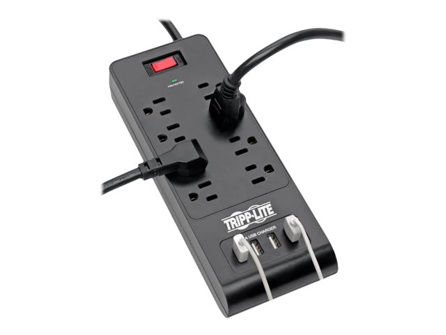 Tripp Lite Surge Protector Power Strip 8-Outlets 4 USB Ports 6ft Cord Black
