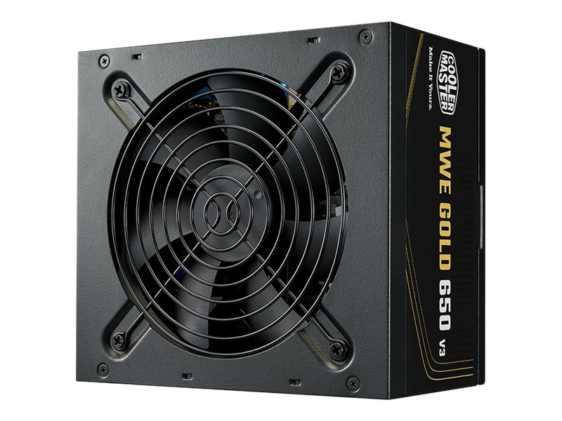 Cooler Master MWE Gold V3 650 power supply 650 Product shot Right-angle 79550