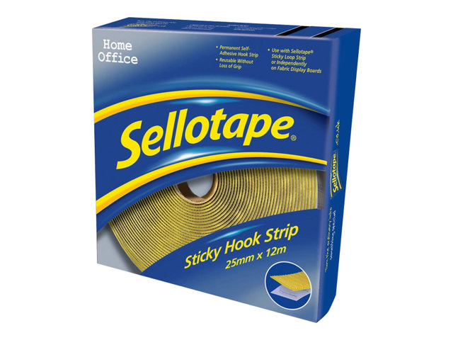 Sellotape Home Office Sticky Hook Loops Self Adhesive Hook And Loop Fastener 25 Cm X 12 M