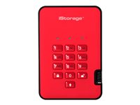 iStorage diskAshur² - Solid state drive - encrypted - 128 GB - external (portable) - USB 3.1 - FIPS 197, 256-bit AES-XTS - fiery red
