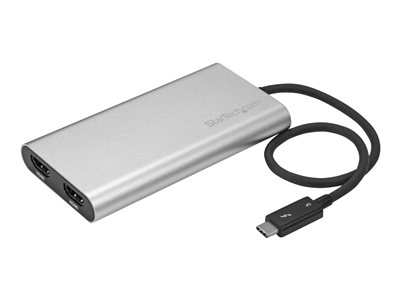 StarTech.com Thunderbolt 3 to Dual HDMI Display Adapter - 4K 30Hz - Certified TB3 to HDMI Monitor Adapter - Compatible w/ Windows Only (TB32HD2)