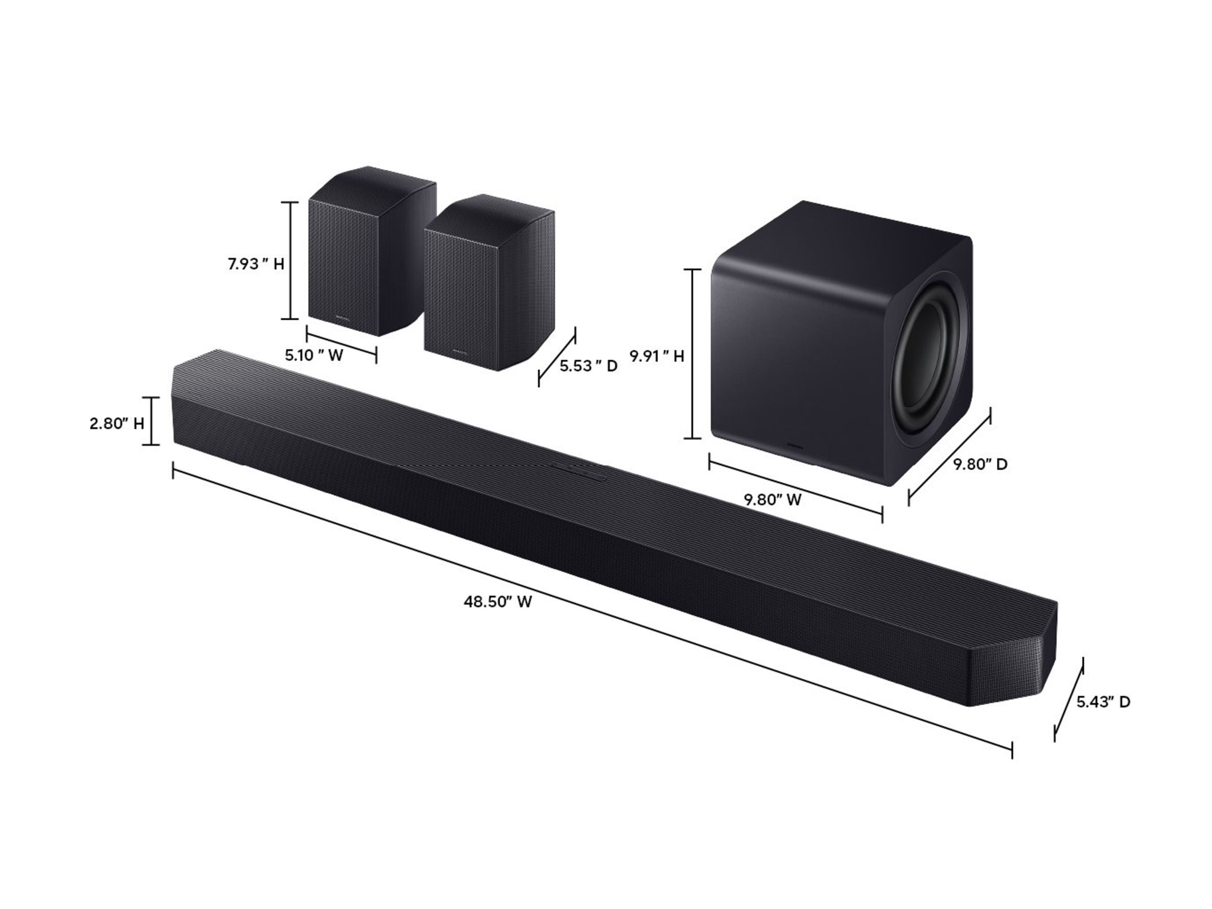 Samsung HW-Q990H sound bar system for home theatre Product shot Right-angle 80001