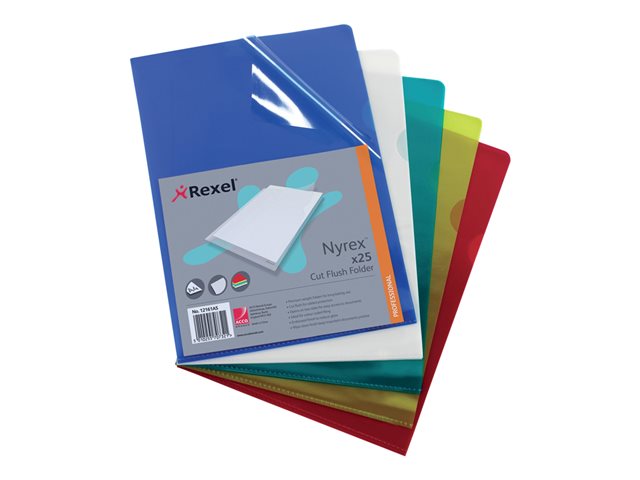 12161as - Rexel Nyrex - L-shaped Folder - For A4 - Assorted Colours 