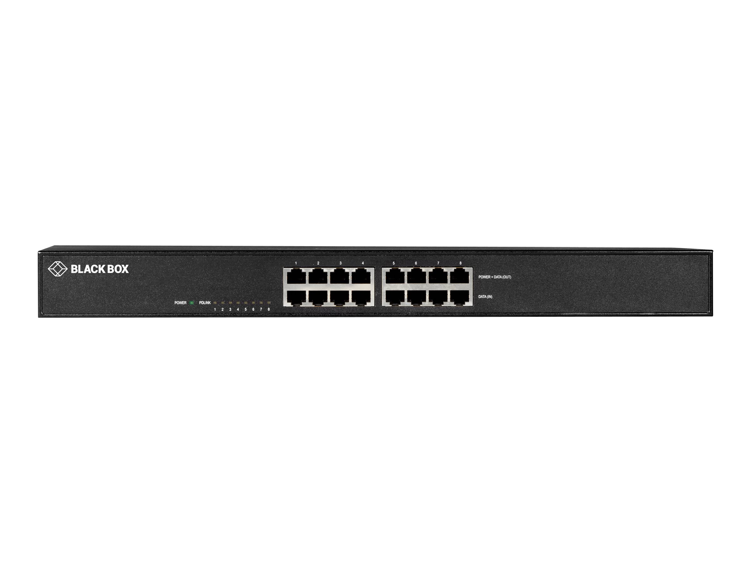 10/100/1000BASE-T RJ45 POE+ GIGABIT ETH INJECTOR 802.3AT 8PT