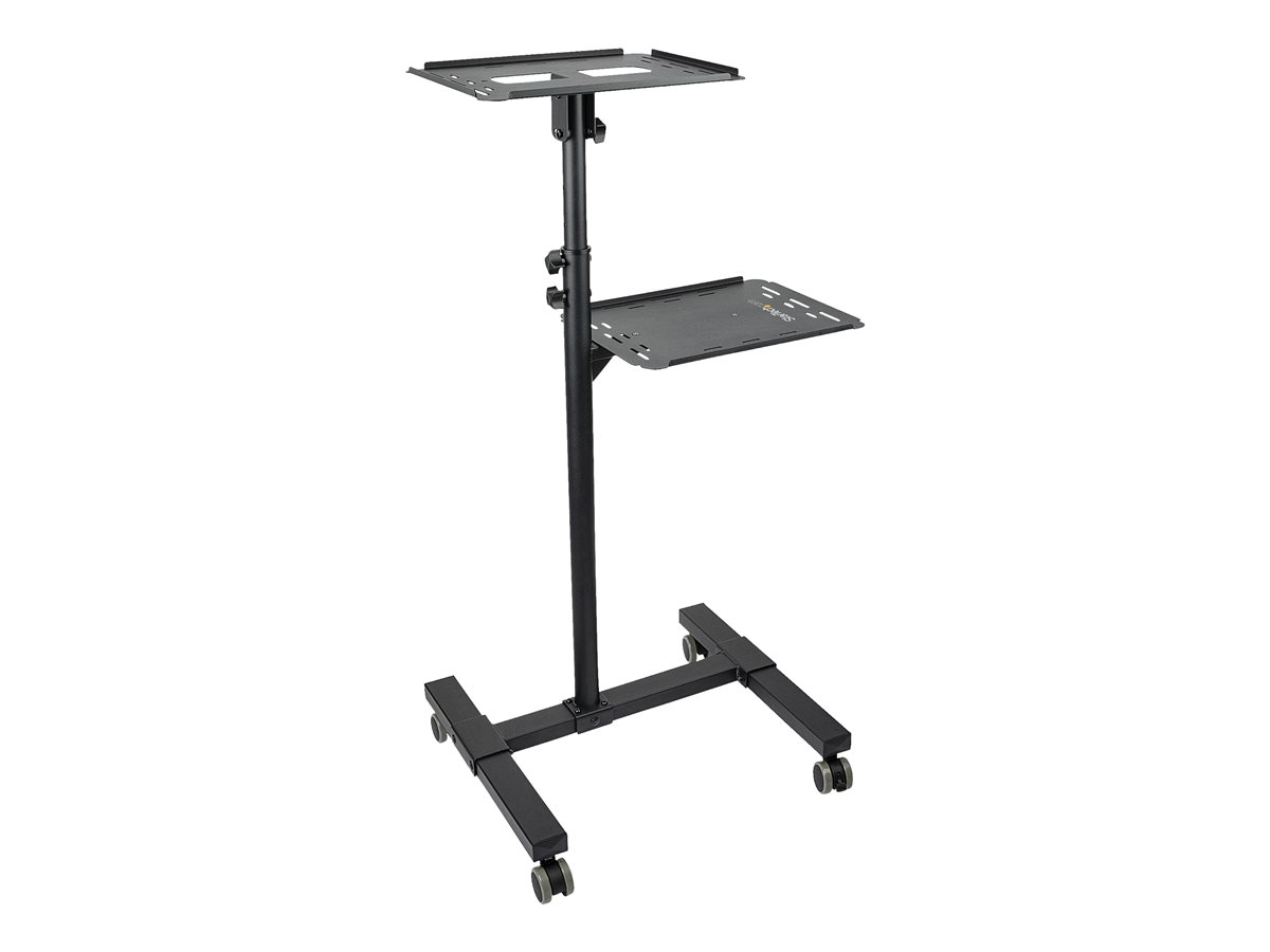 StarTech.com Mobile Projector and Laptop Stand/Cart, Heavy Duty Portable Projector Stand (2 Vented Shelves, hold 22lb/10kg each), Height Adjustable Rolling AV Presentation Cart with Wheels - Lockable Casters vozík - pro projektor/notebook - černá – foto 3