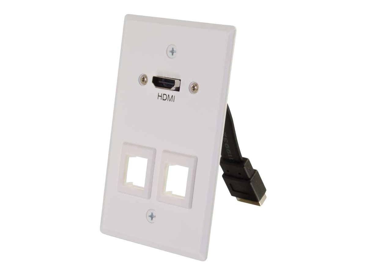 C2G HDMI Pass Through Single Gang Wall Plate with Two Keystones