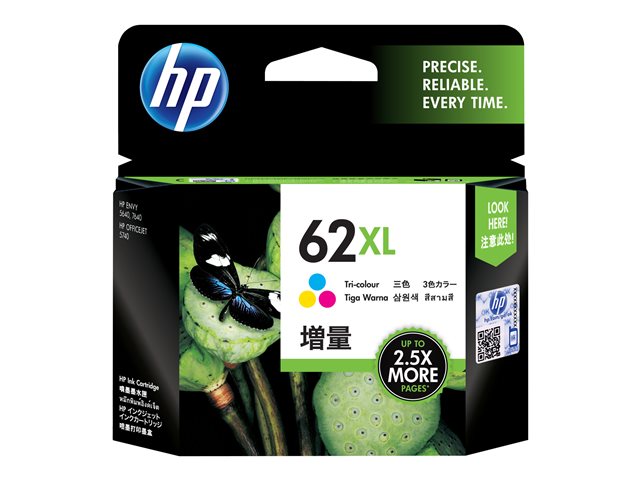 Image of HP 62XL - High Yield - colour (cyan, magenta, yellow) - original - ink cartridge