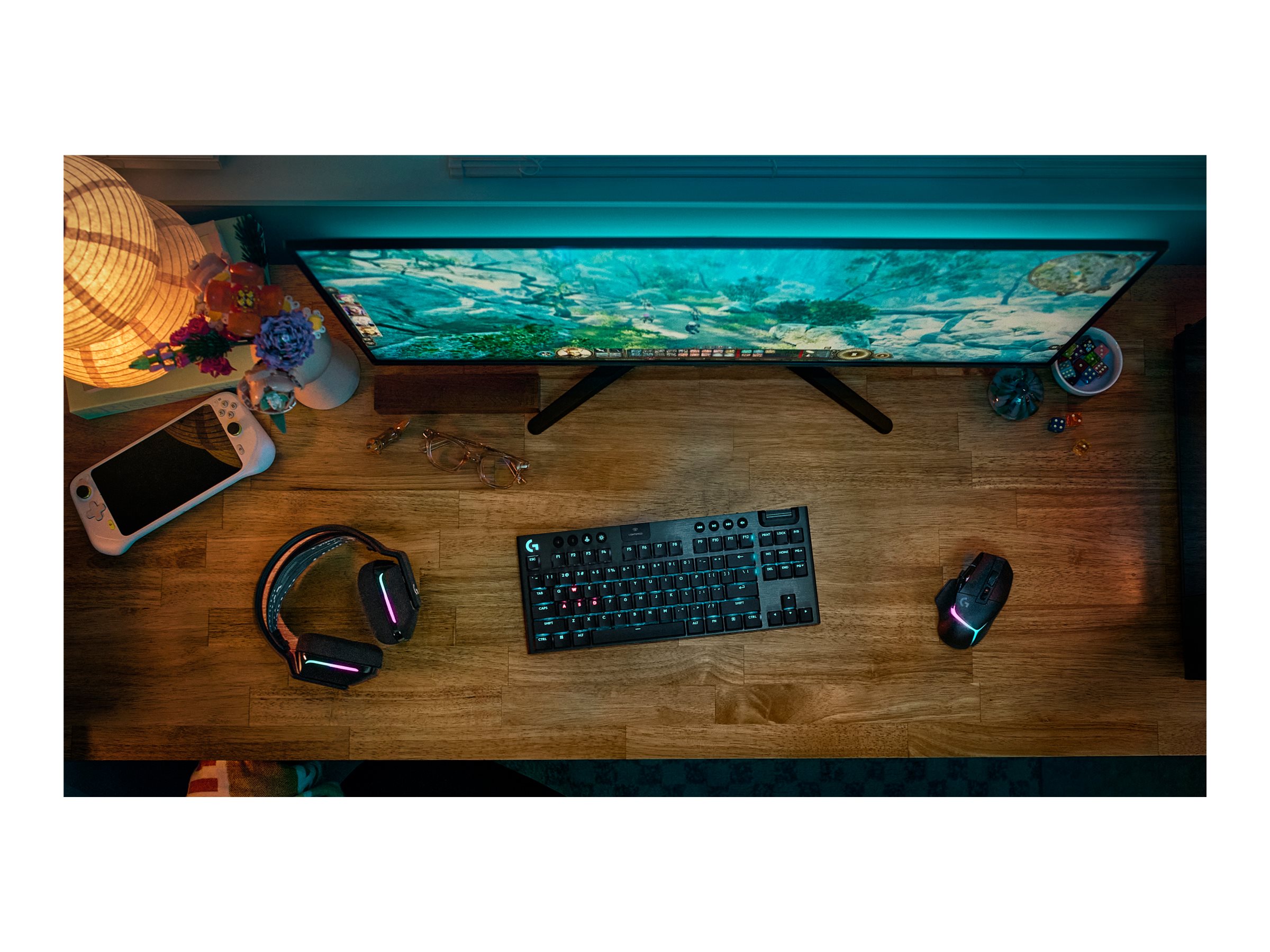 Logitech G G915 X keyboard gaming LIGHTSPEED TKL QWERTY English black Input Product shot Back 78850