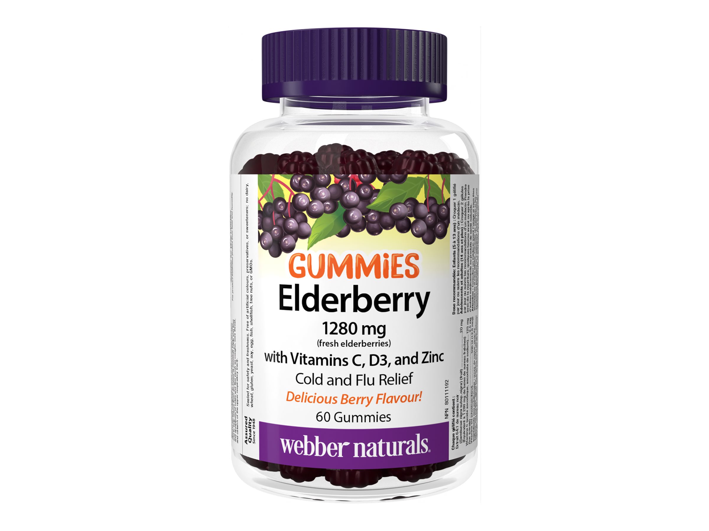 ber Naturals Elderberry Cold and Flu Relief Gummies 60's