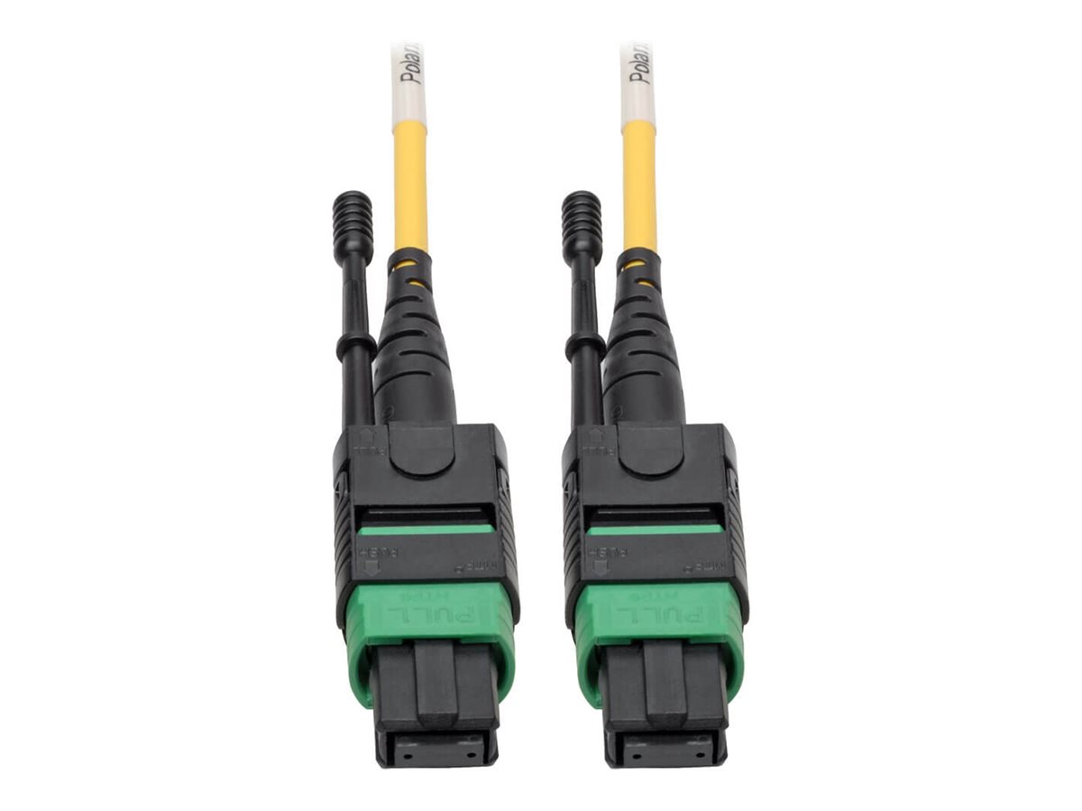 Tripp Lite MTP/MPO (APC) Singlemode Patch Cable (F/F), 12 Fiber, 40/100 GbE, QSFP+ 40GBASE-PLR4, Plenum, Push/Pull Tab, Yellow, 7 m (23 ft.)