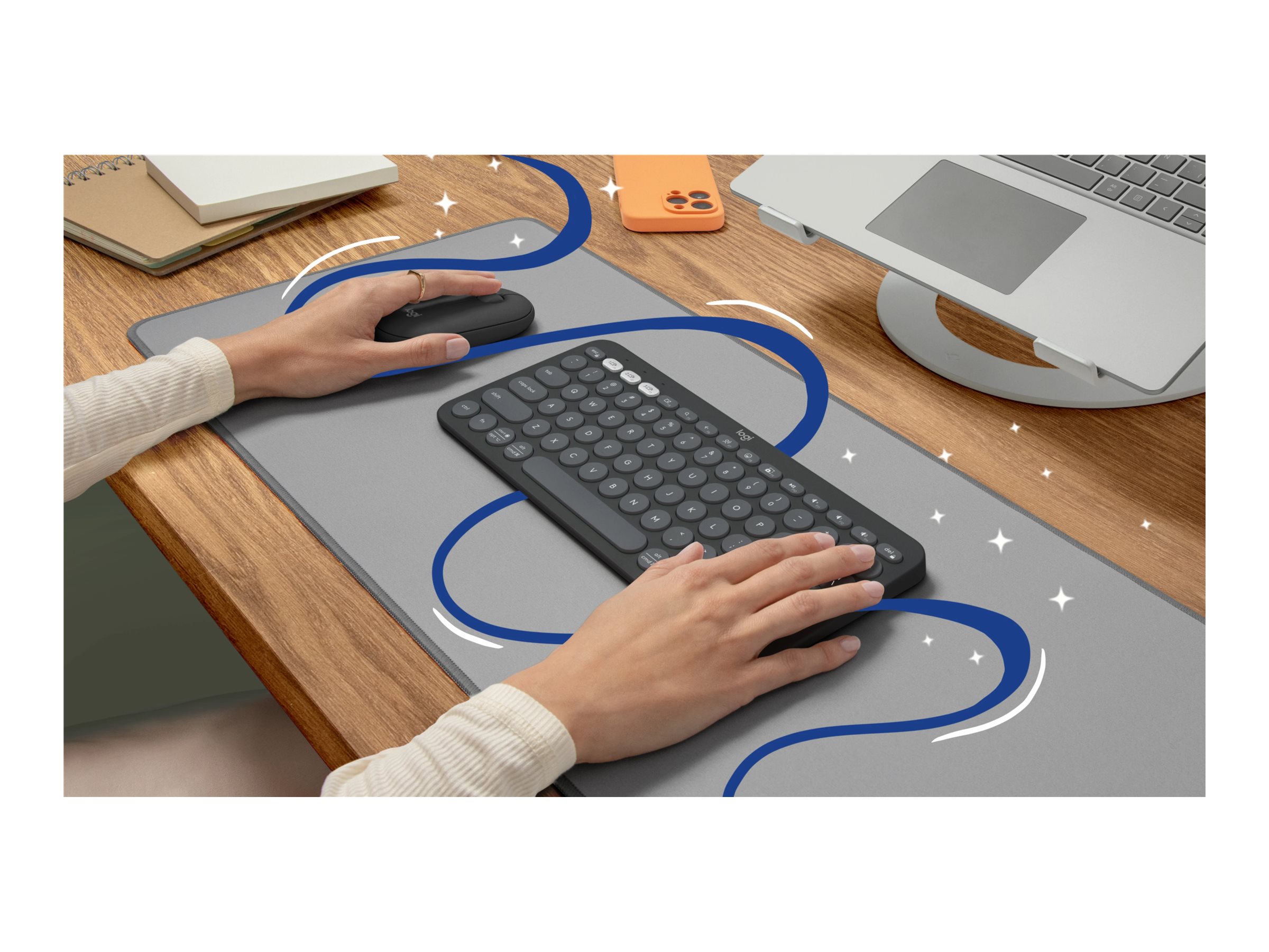 Logitech Pebble Keys 2 K380s keyboard QWERTY English tonal graphite Input Usage / lifestyle Right-angle 72800