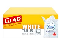 Glad White Garbage Bags with Freshscent - Tall - 45L/30s