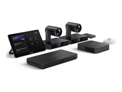 Native Microsoft Teams Rooms system for ProAV Rooms  2x UVC86 dualeye Intellient camera, VCR20 remote control, power adapter?wallmount bracket and cables;  Yealink MCoreKitC5 with MCore Pro miniPC, MTouch Plus and RoomSensor, power adapter, cables and wall braket;  1x AVHub multicamera processor, power adapter and cables;  1x MVCBYODExtender USBBYOD adapter;  The miniPC computer preloads Windows 10 IoT Enterprise OS and license, Microsoft Teams Rooms App, as well as Yealink Camera Control Plugin;  No audio devices;  Including 2year hardware warranty.
