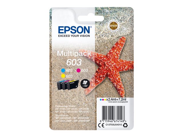 Image of Epson 603 Multipack - 3-pack - yellow, cyan, magenta - original - ink cartridge