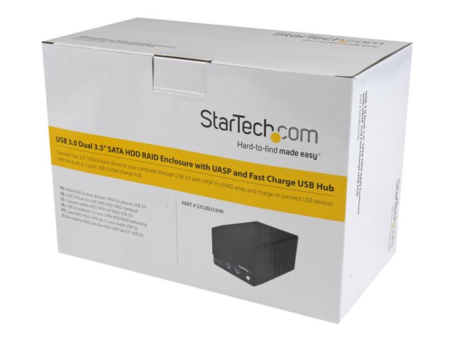 StarTech .com Boîtier RAID USB 3.0 pour 2 disques durs / HDD SATA III de 3,5 pouces avec UASP et hub / concentrateur USB à charge rapide
