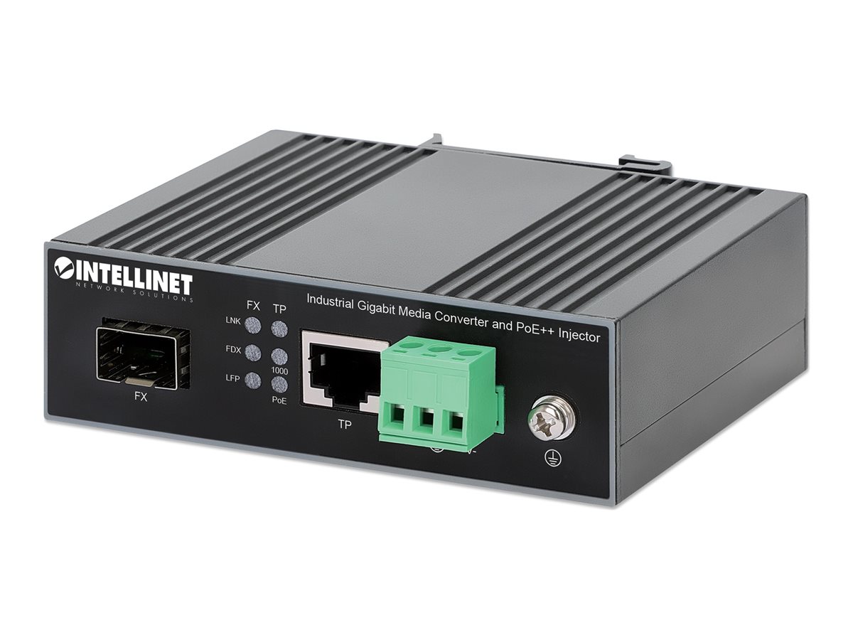 INDUSTRIAL GIGABIT MEDIA CONVERTER AND POE++ INJECTOR