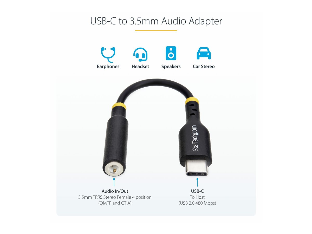 StarTech.com USB-C Audio Adapter to 3.5mm TRRS Jack, Headphone Aux Dongle - adaptér USB-C/jack sluchátek - 12.7 cm – foto 5