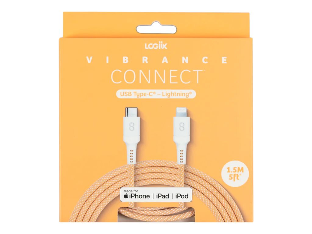 LOGiiX VIBRANCE Connect USB-C to USB-C Cable - Orange - 1.5m