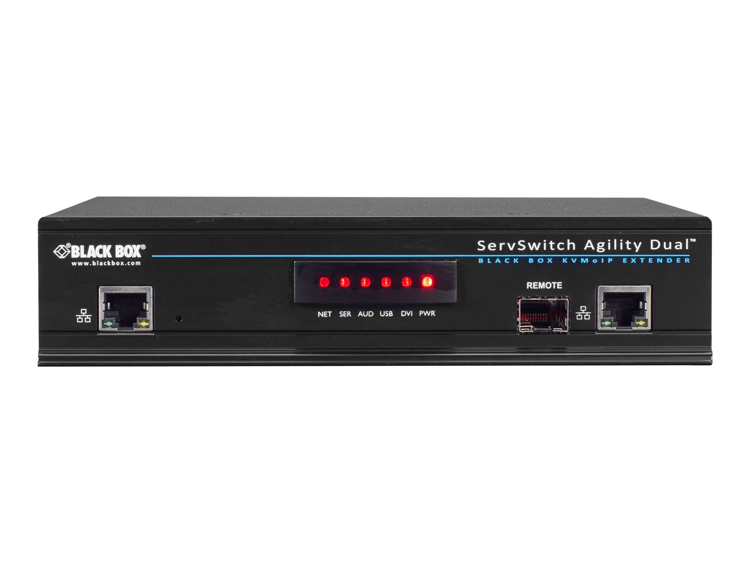 Black Box ServSwitch Agility Dual DVI, USB, and Audio KVM Extender over IP, Dual-Head or Dual-Link, Receiver