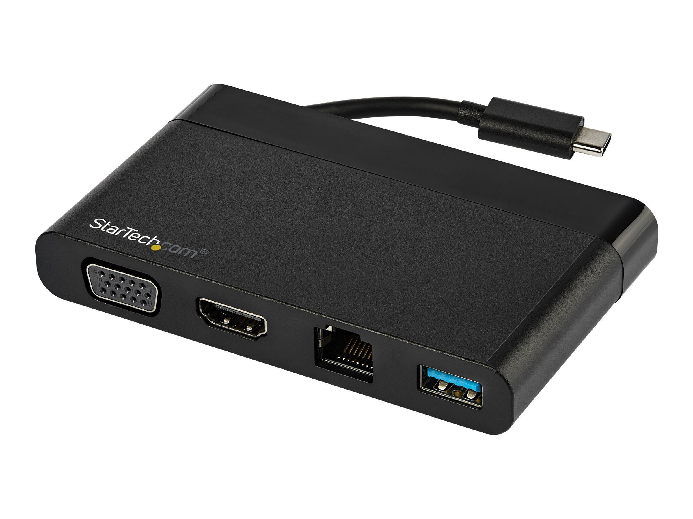 StarTech.com USB C Multiport Adapter with HDMI, VGA, Gigabit Ethernet &amp; USB USB C to 4K HDMI or 1080p VGA Display Mini Dock Hub, USB Type-C Travel Docking Station USB-C