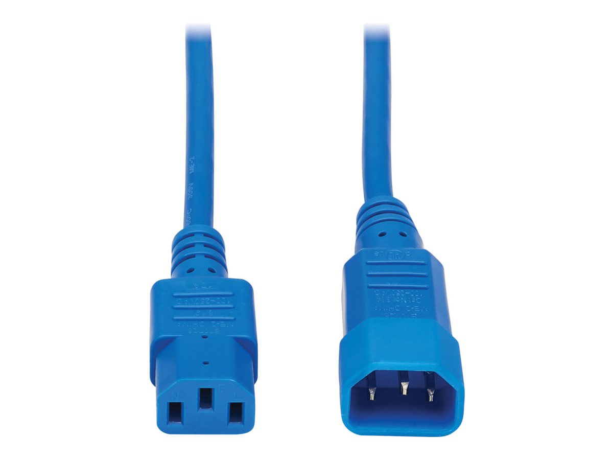 Tripp Lite 2ft Computer Power Extension Cord 10A 18 AWG C14 to C13 Blue 2'