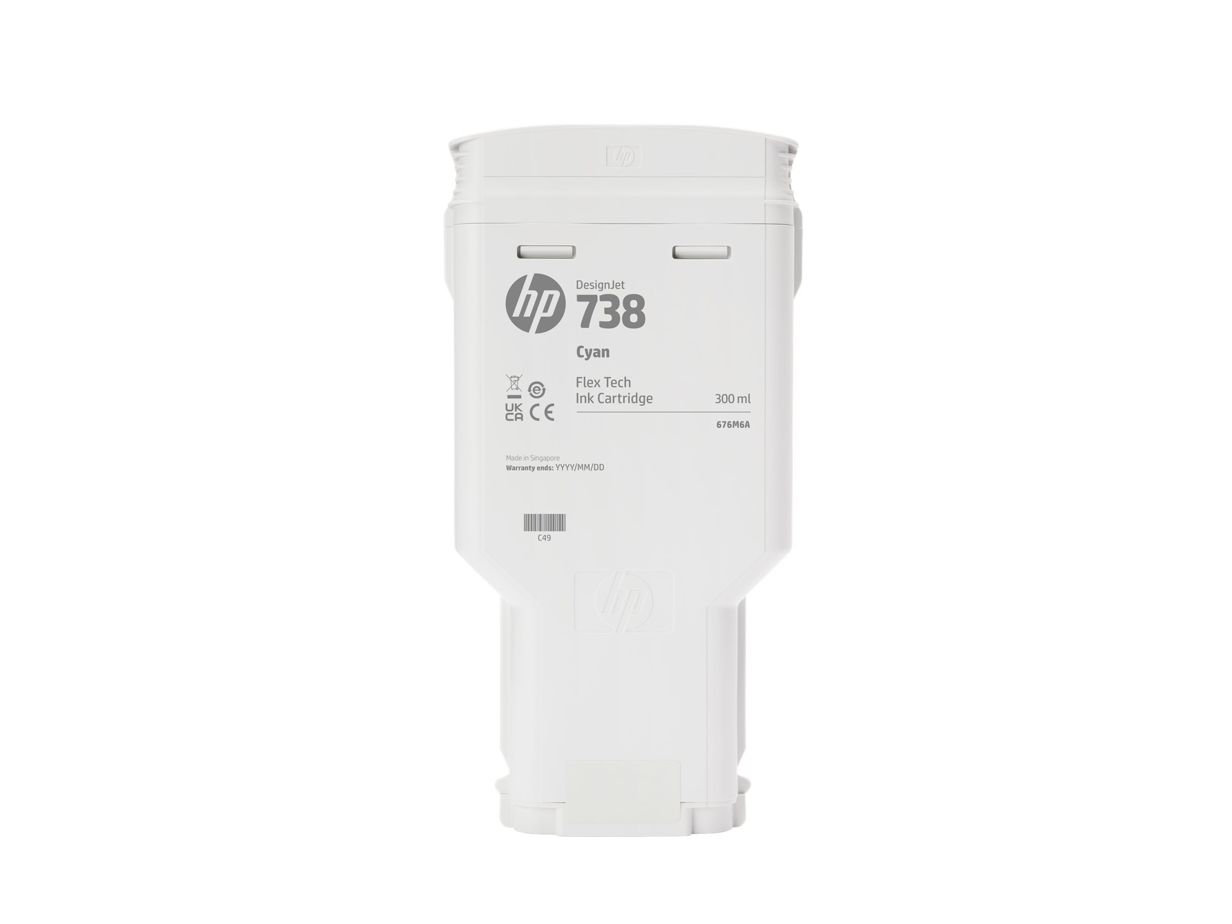 HP 738 yellow original DesignJet ink Product shot Front 79962