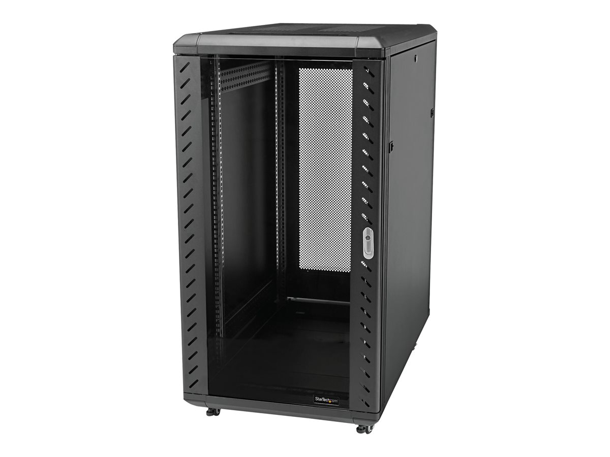 StarTech.com 32U 19" Server Rack Cabinet, Adjustable Depth 6-32 inch, Lockable 4-Post Network/Data/AV Equipment Rack Enclosure w/ Glass Door & Casters, Flat Pack, 1763lb/800kg Capacity - Free Standing Server Rack (RK3236BKF) - rozvaděč stojanový - 32U