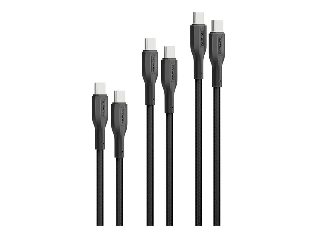Promate CableKit-CC USB-C cable kit USB-C to Product shot Left-angle 79600