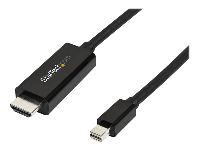 Image of StarTech.com Mini DisplayPort to HDMI Adapter Cable - mDP to HDMI Adapter with Built-in Cable - Black - 3 m (10 ft.) - Ultra HD 4K 30Hz (MDP2HDMM3MB) - adapter cable - DisplayPort / HDMI - 3 m