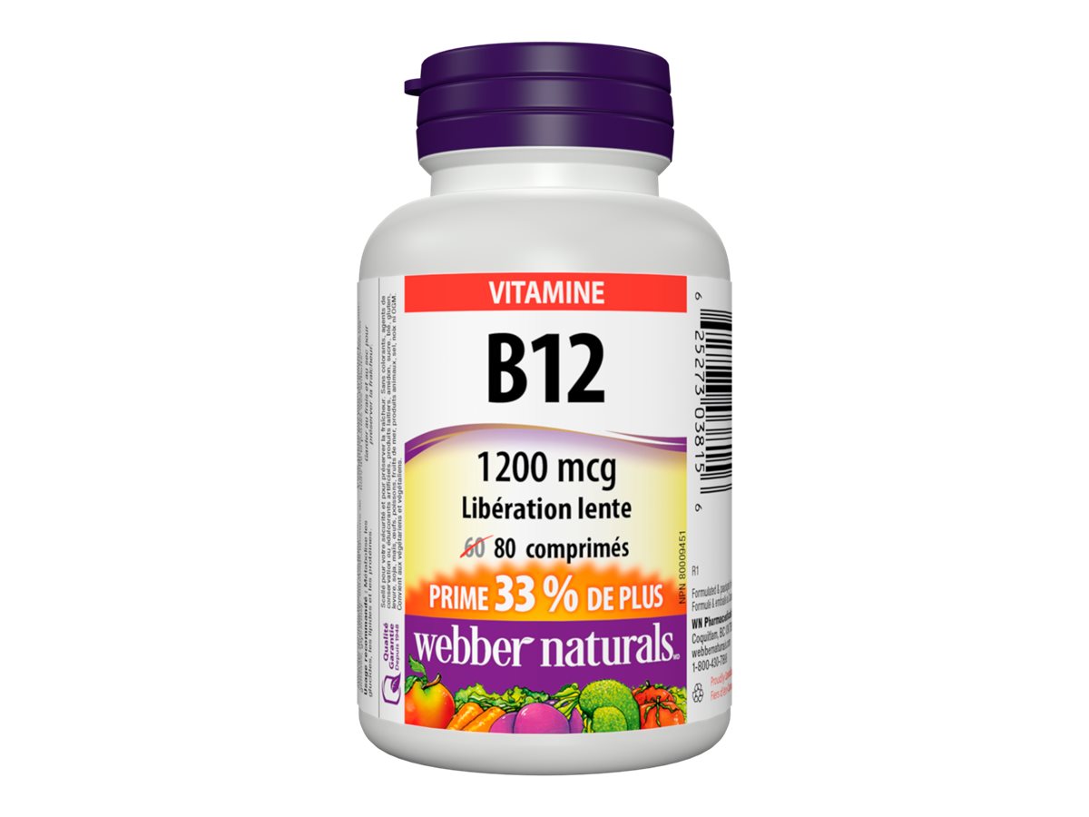 Webber Naturals Timed Release Vitamin B12 Tablets 1200mcg 80s