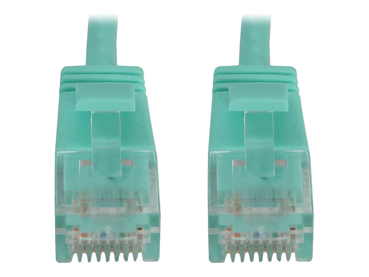 Eaton Tripp Lite Series Cat6a 10G Snagless Molded Slim UTP Ethernet Cable (RJ45 M/M), PoE, Aqua, 25 ft. (7.6 m)