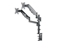 Manhattan TV & Monitor Mount, Desk, Full Motion (Gas Spring), 2 screens, Screen Sizes: 10-27', Black, Clamp or Grommet Assembly, Dual Screen, VESA 75x75 to 100x100mm, Max 8kg (each), Lifetime Warranty Monteringssæt 2 LCD displays 17'-32'