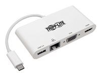 Tripp Lite USB C Docking Station Adapter Converter Thunderbolt 3 Compatible 4K HDMI VGA Gbe USB-A Hub White Dockingstation
