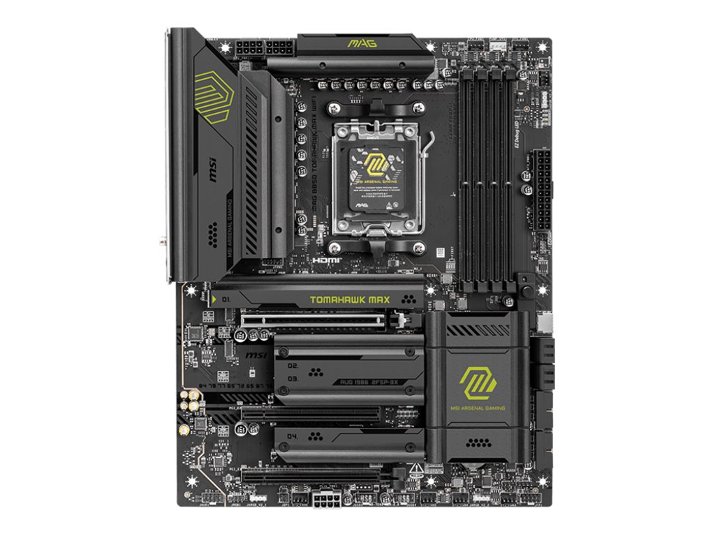 MSI MAG B850 TOMAHAWK MAX WIFI motherboard ATX Socket AM5 AMD Product shot Right-angle 79700