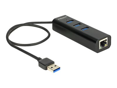 DELOCK USB-HUB 3-Port USB3.0, +1x Gigabit LAN - 62653