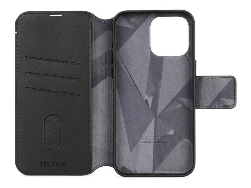 Decoded Core Collection Leather Flip Cover for iPhone 15 Pro Max - Black