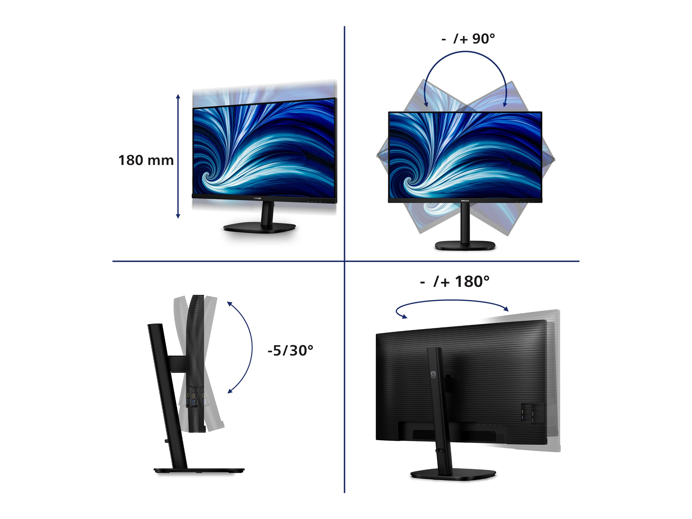 Philips 32B2N3500 3000 Series LED monitor QHD Product shot Left-angle 79900
