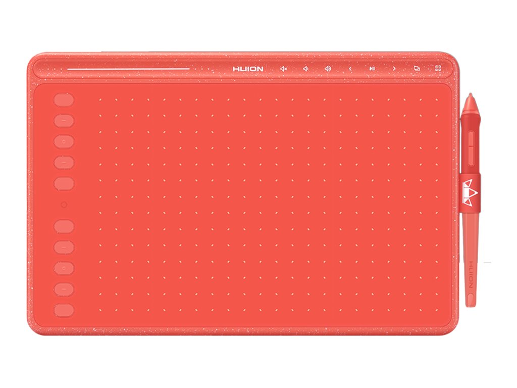Huion HS611 digitiser USB-C coral Product shot Front 79650