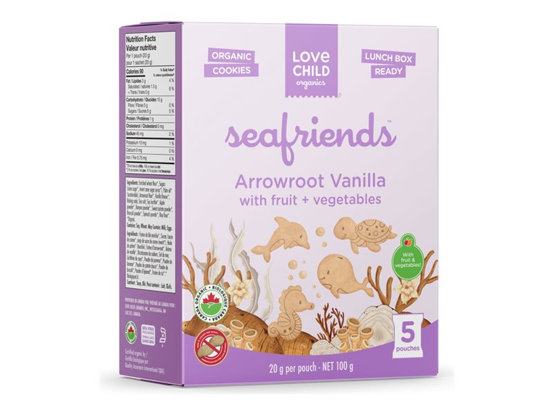 Love Child Organics Sea Friends Arrowroot Vanilla Cookies - 5 x 20g - 100g