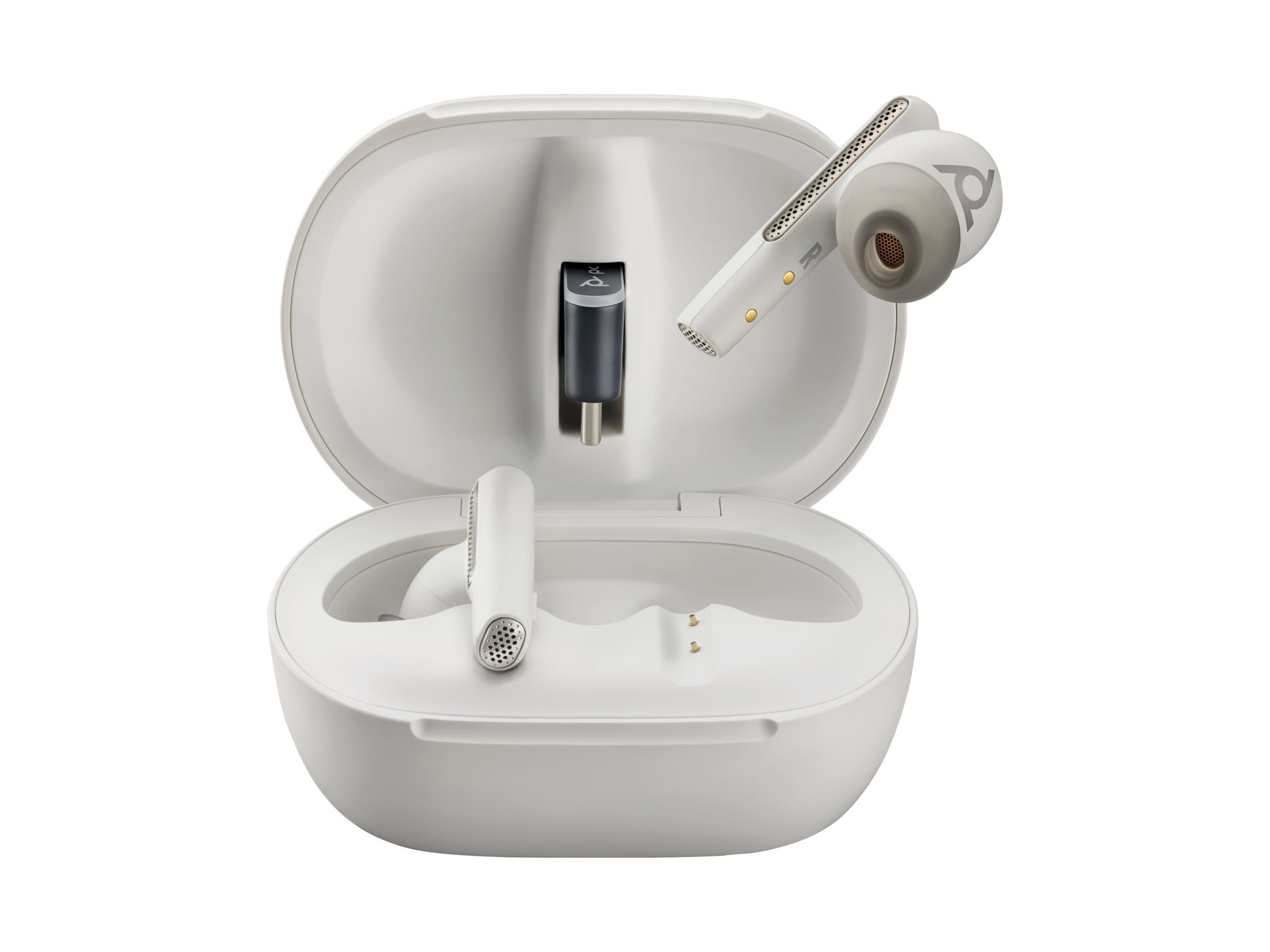 HP Poly Voyager Free 60+ UC true wireless earphones with mic USB-C via Bluetooth Product shot Right-angle 80000