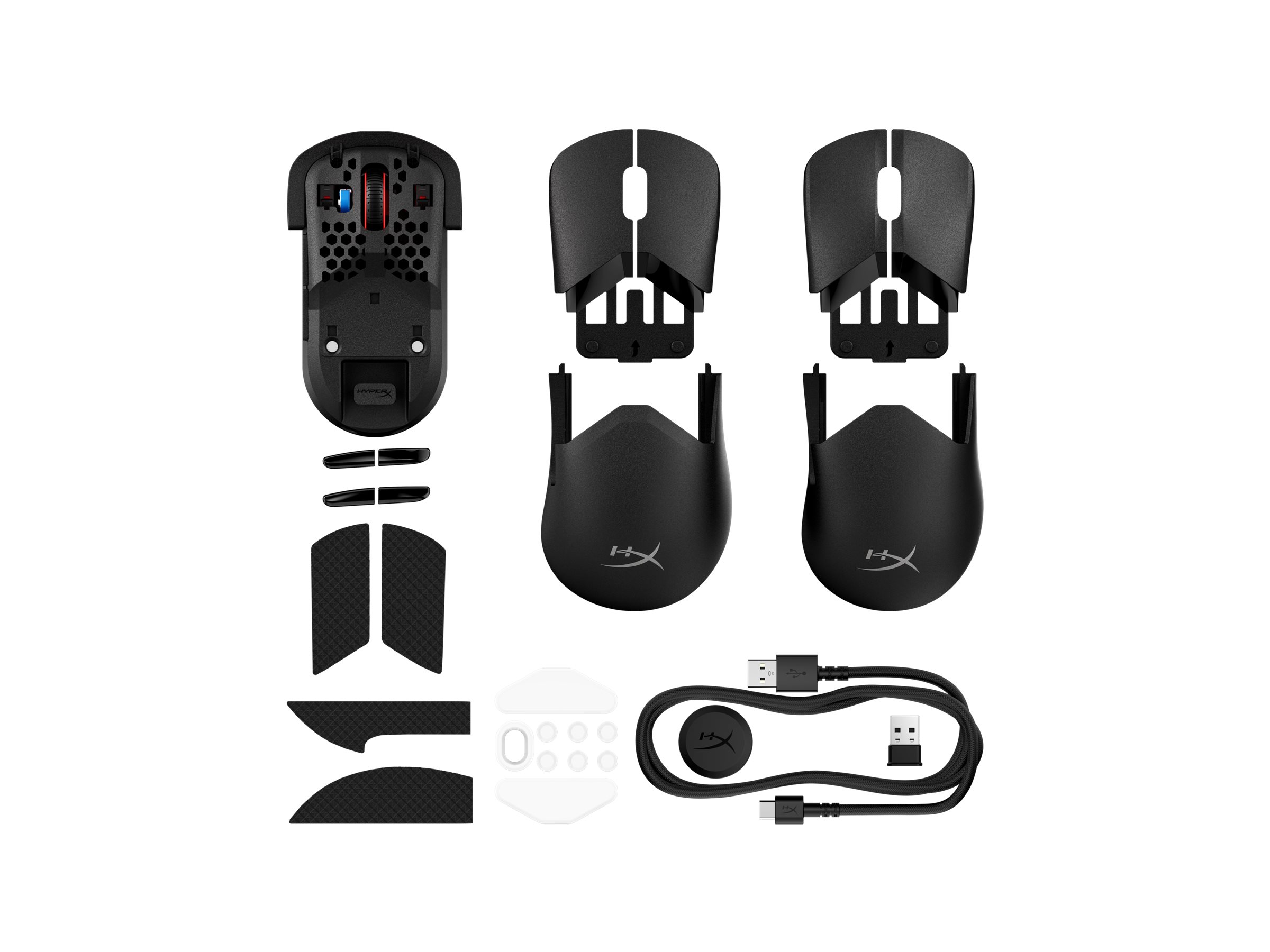 HyperX Pulsefire Saga Pro mouse 2.4 GHz Bluetooth 5.0 USB What's in the box Front 78079