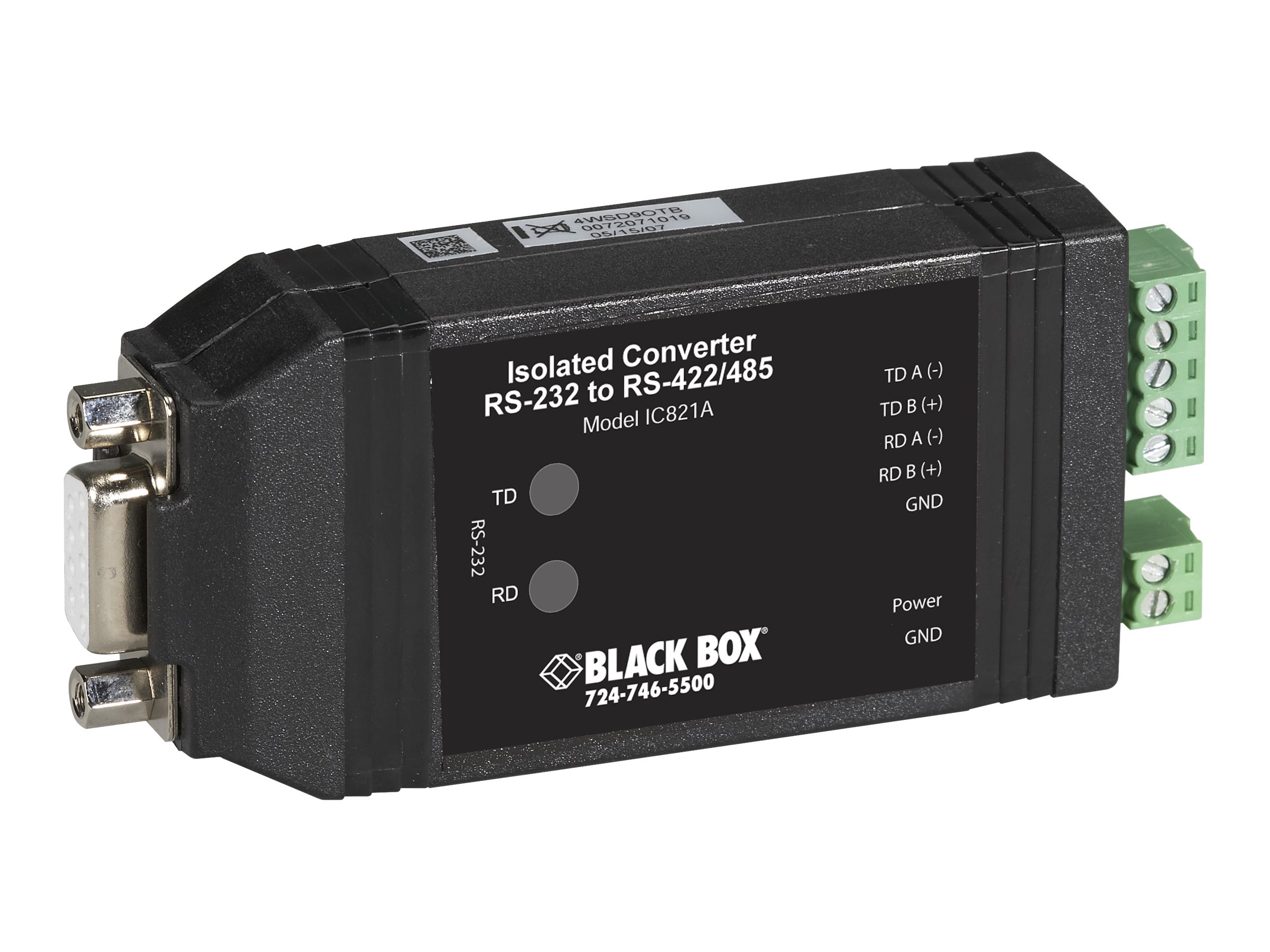 Black Box Universal RS-232<->RS-422/485 Converter with Opto-Isolation