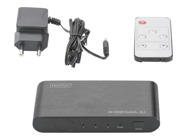 Przełšcznik/Switch DIGITUS DS-45316 HDMI 3-portowy 4K 60Hz UHD 3D HDR HDCP 2.2 audio