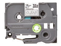 Ruban TZ laminé 18mm Blanc/Transparent